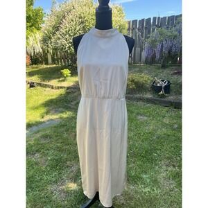 Sam Edelman Women's White High-Neck Tie-Back Midi Dress Size 10